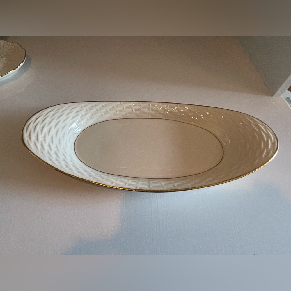 Vintage Lenox bread serving tray with gold trim